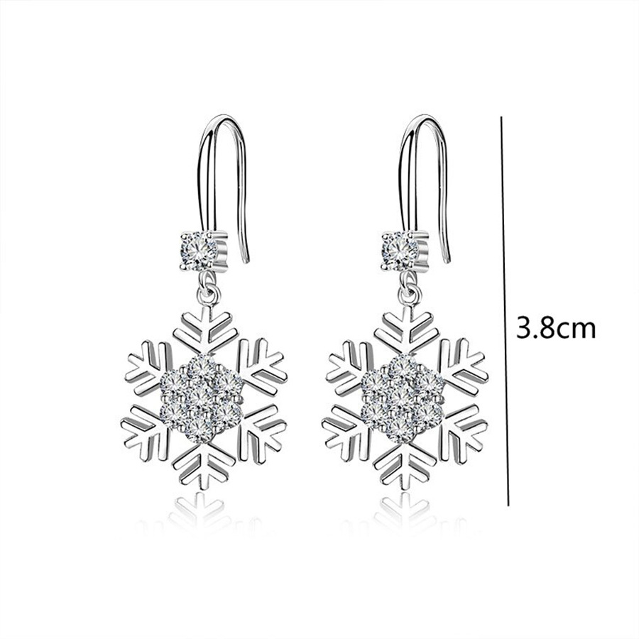 Stylish Temperament Snowflake Earrings with Rhinestones - Personalized Christmas Jewelry for Women - Image 5