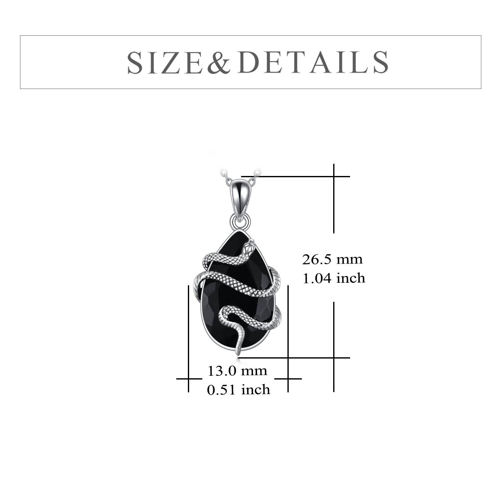 Sterling Silver Black Obsidian and Tourmaline Crystal Snake Necklace - Perfect Gift Jewelry - Image 5
