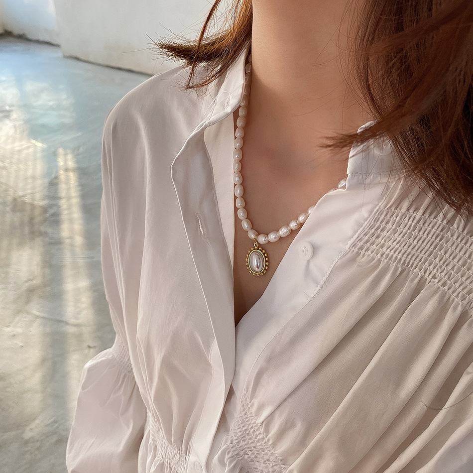 925 Sterling Silver Artistic Bead Pearl Pendant Necklace - Elegant Jewelry - Image 2