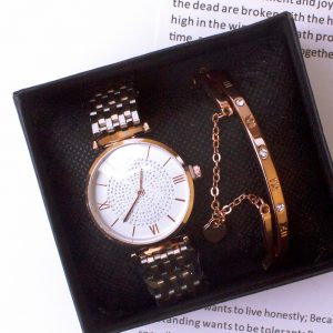 Wrist Watches Douyin Gypsophila Watch Set for Ladies - Stylish Wechat Bracelet Two-Piece Set