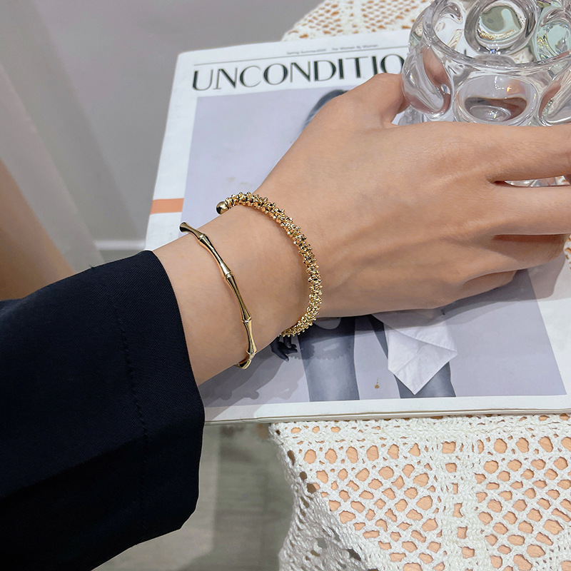 Bamboo Opening Women's Bracelet - Simple, Stylish Design with Retro Charm