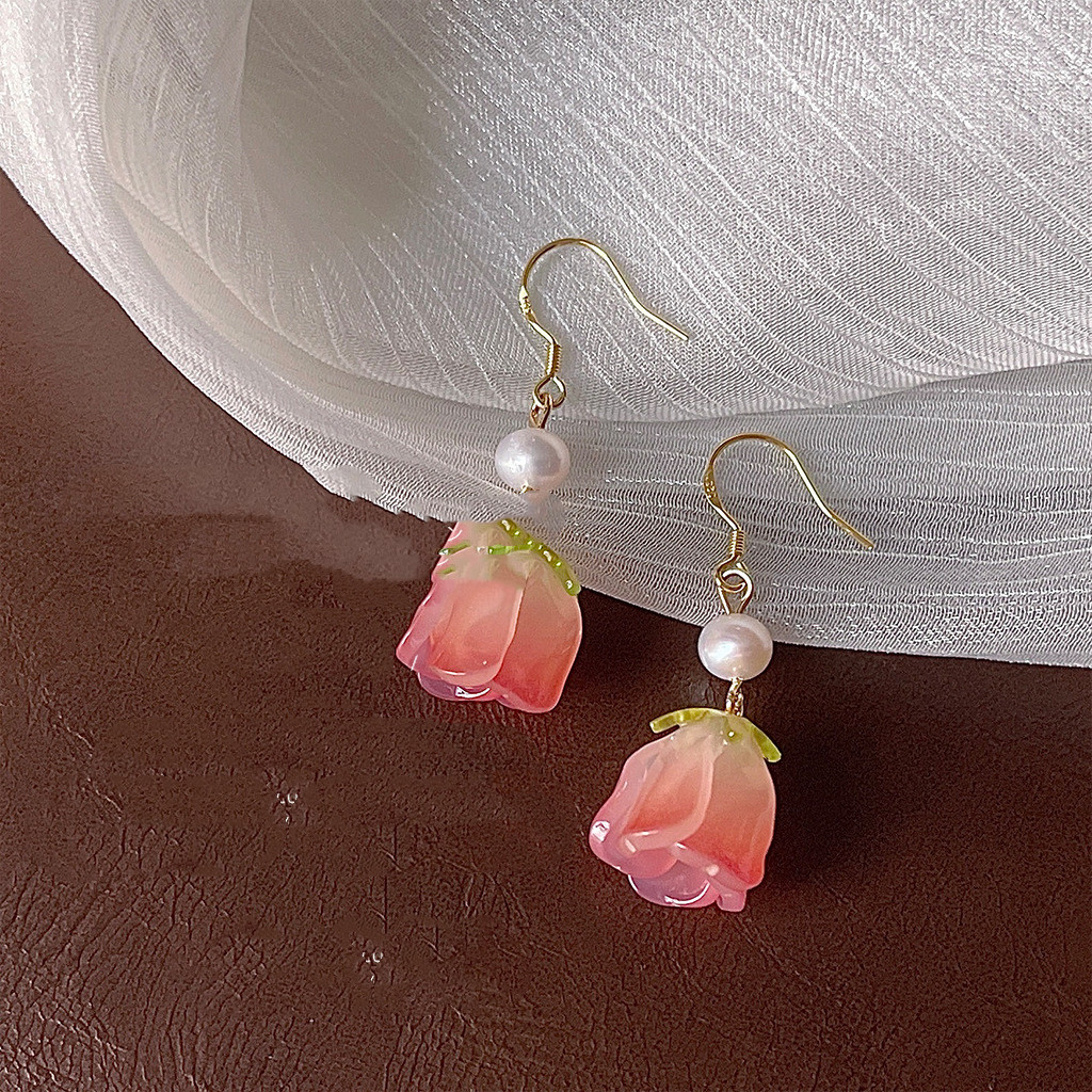 925 Silver Needle Sen Rose Water Pearl Earrings - Elegant & Timeless Jewelry - Image 5
