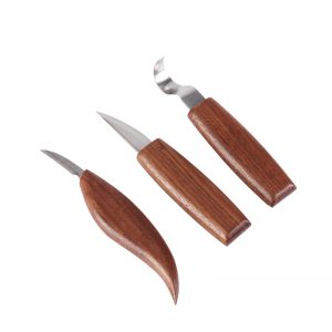 Five-Piece Woodworking Carving Knife Set with Round Black Walnut Handles