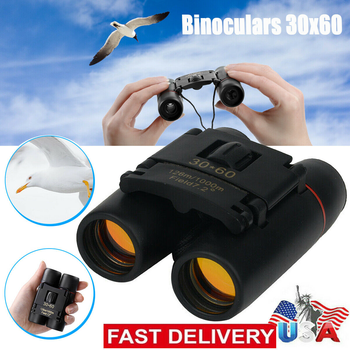 30x60 Zoom Binoculars - Compact Folding Telescope for Hunting & Outdoor Use - Perfect for Bird Watching, Concerts, and Mini Kids Adventures - Image 5