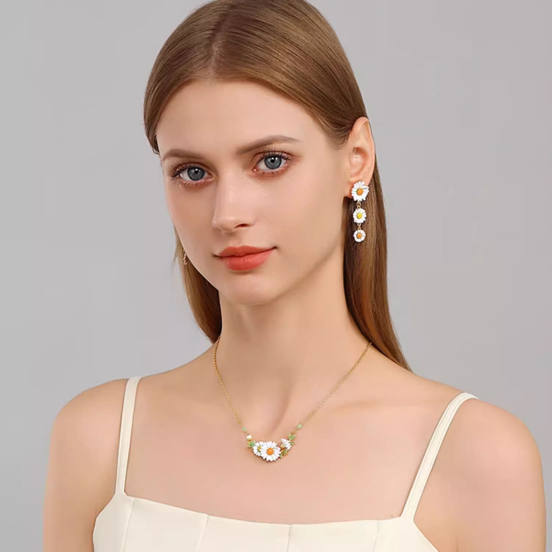 Elegant White Chrysanthemum Clavicle Chain Necklace for Women - Garden Inspired - Image 2