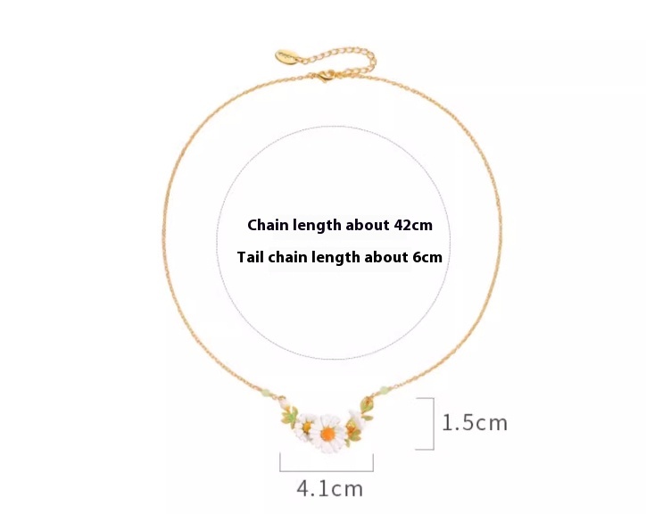 Elegant White Chrysanthemum Clavicle Chain Necklace for Women - Garden Inspired - Image 4