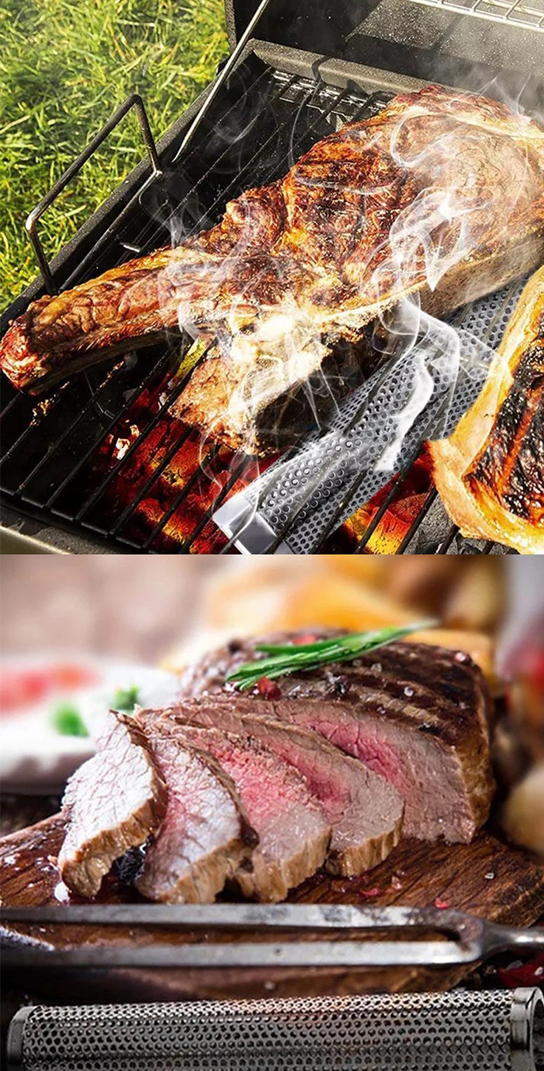 Premium Stainless Steel Smoke Pipe Barbecue Tray Holder Accessories for Grilling