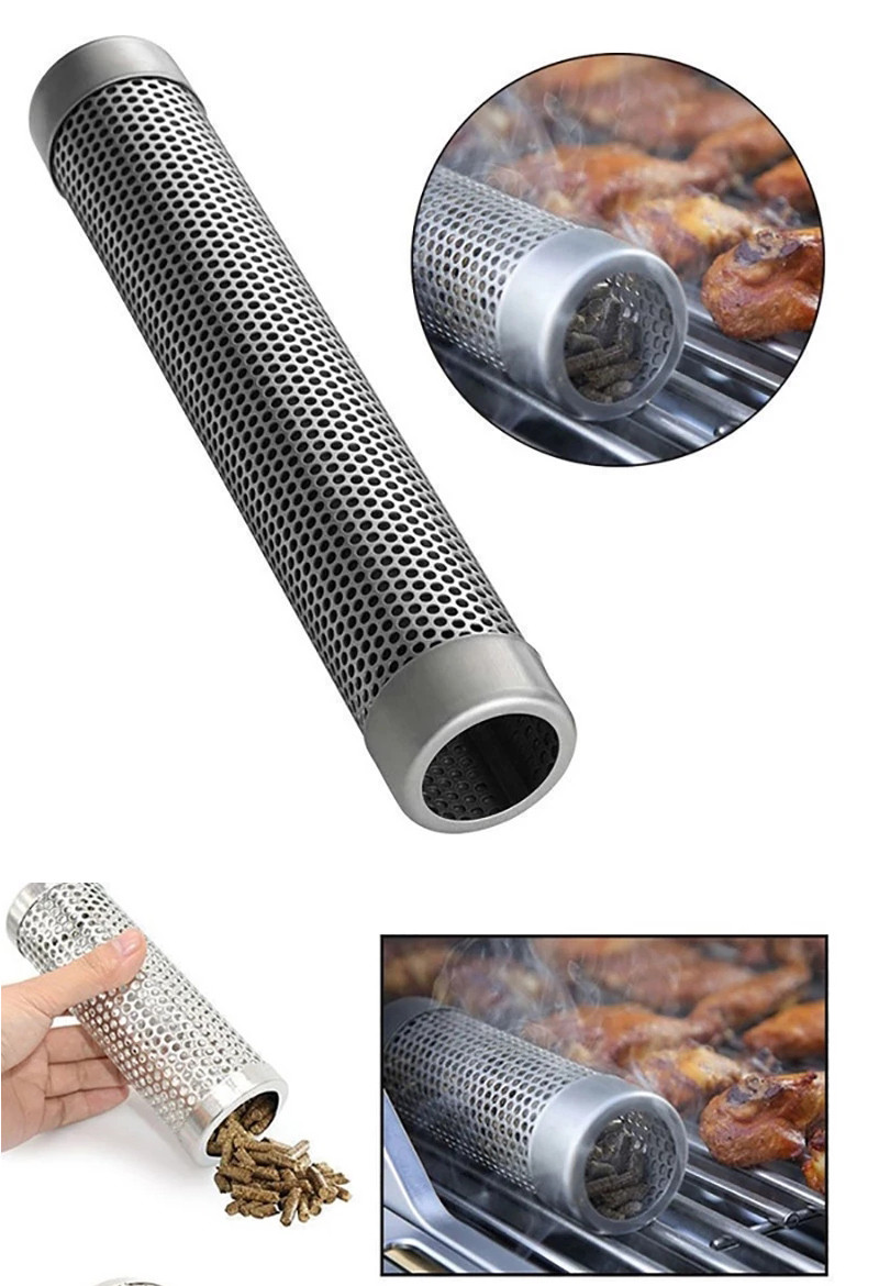 Premium Stainless Steel Smoke Pipe Barbecue Tray Holder Accessories for Grilling - Image 9