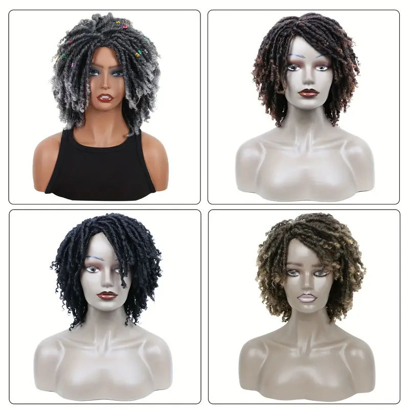 Non-toxic Short Hair Braided Wig - African Curly Synthetic Wig for Braids & Headgear - Image 3
