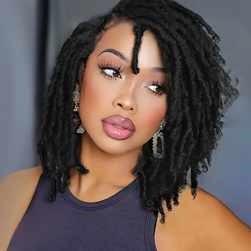 Non-toxic Short Hair Braided Wig - African Curly Synthetic Wig for Braids & Headgear - Image 5