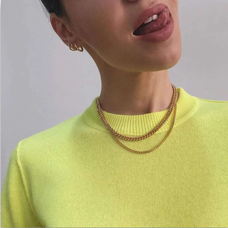 18k Thick Chain Necklace - Stylish Without Pendant, Perfect for Any Occasion - Image 2