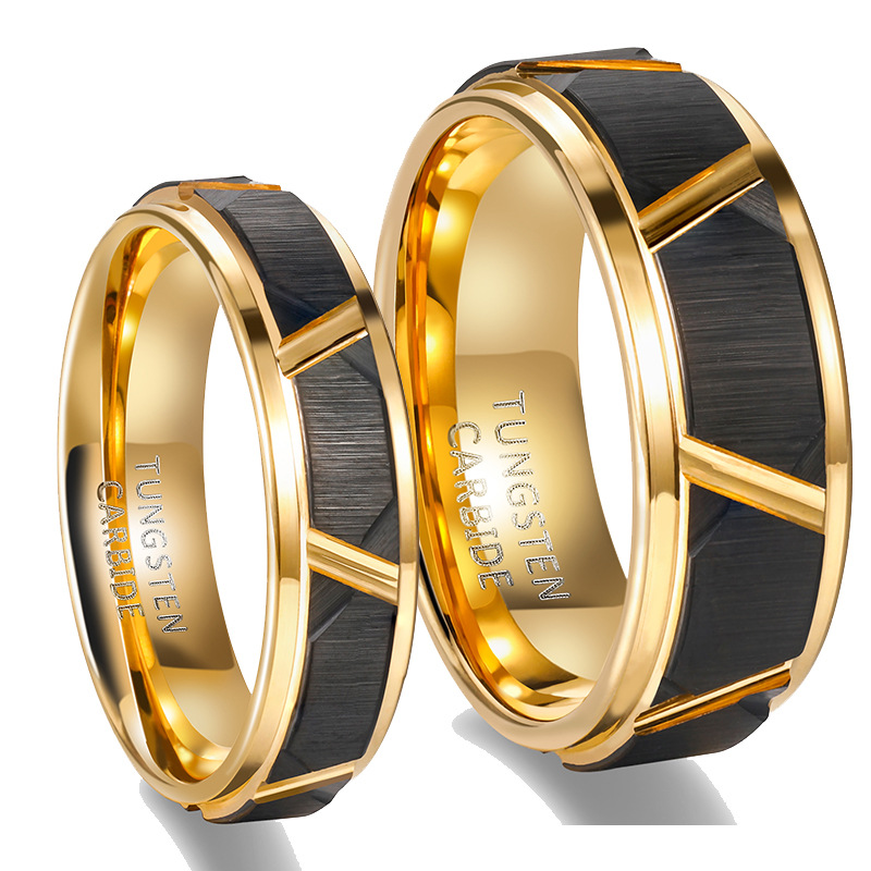 Stylish Men's Black Tungsten Gold Ring - Fashionable Jewelry for Him - Image 3