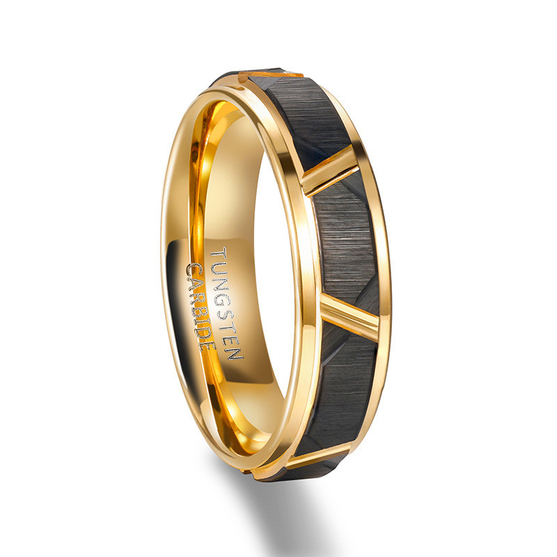 Stylish Men's Black Tungsten Gold Ring - Fashionable Jewelry for Him - Image 4