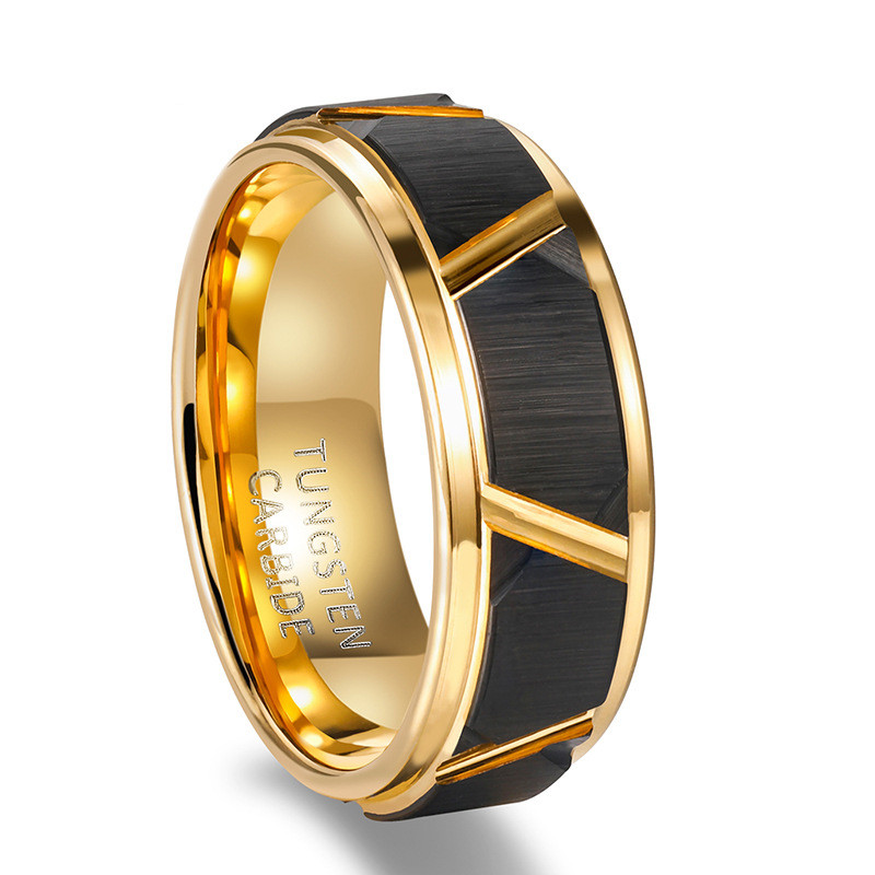 Stylish Men's Black Tungsten Gold Ring - Fashionable Jewelry for Him - Image 5