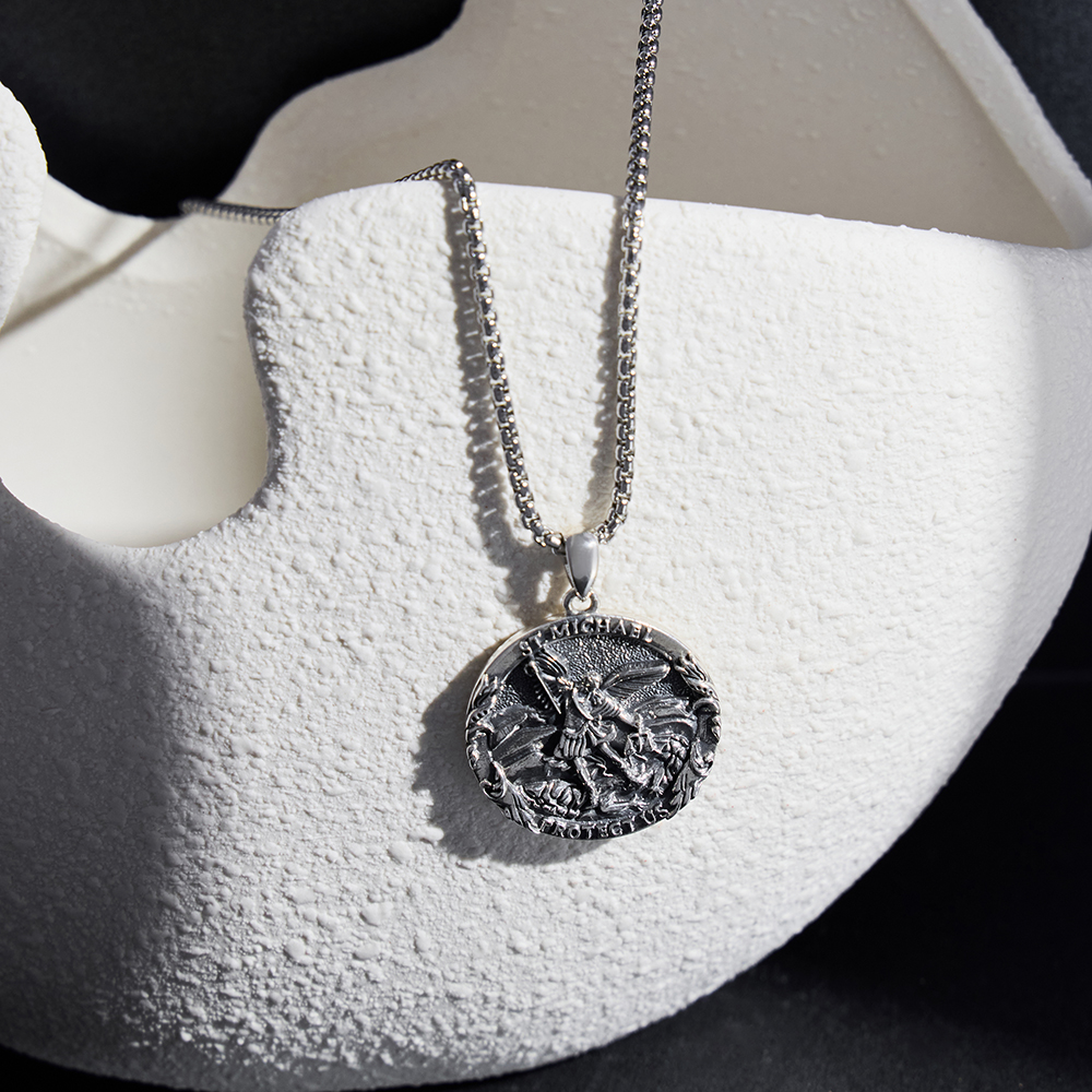 Saint Michael Medal Pendant Necklace - Archangel Catholic Medallion Amulet - Image 4