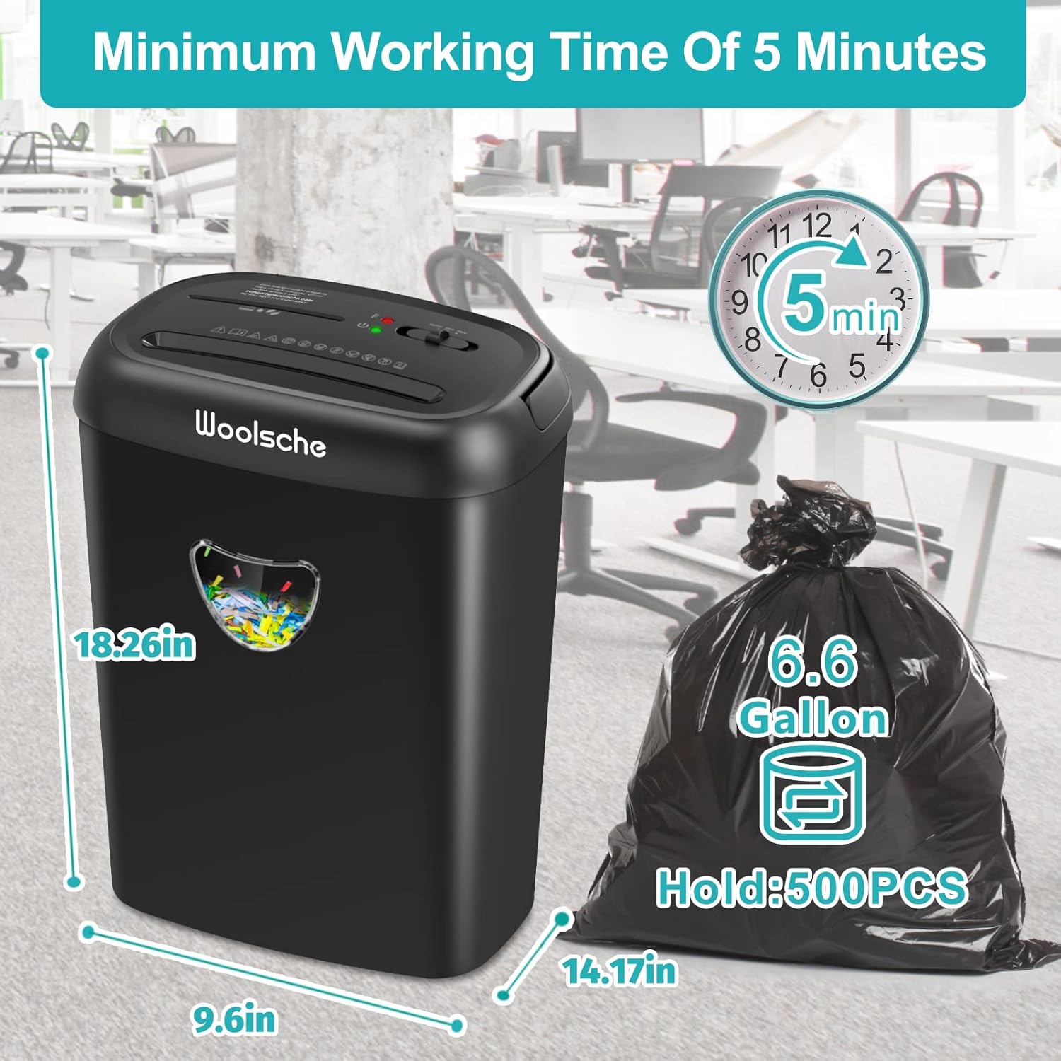 Heavy-Duty Paper Shredder - 14-Sheet Cross-Cut, 6.6 Gallon Bin, P-4 Security Level, Jam-Proof Design for Home & Office - 3 Modes, FBA Shipping - Image 3