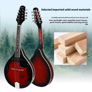 Red Black Edge Electric Mandolin Guitar with Eight Strings & Piano Features
