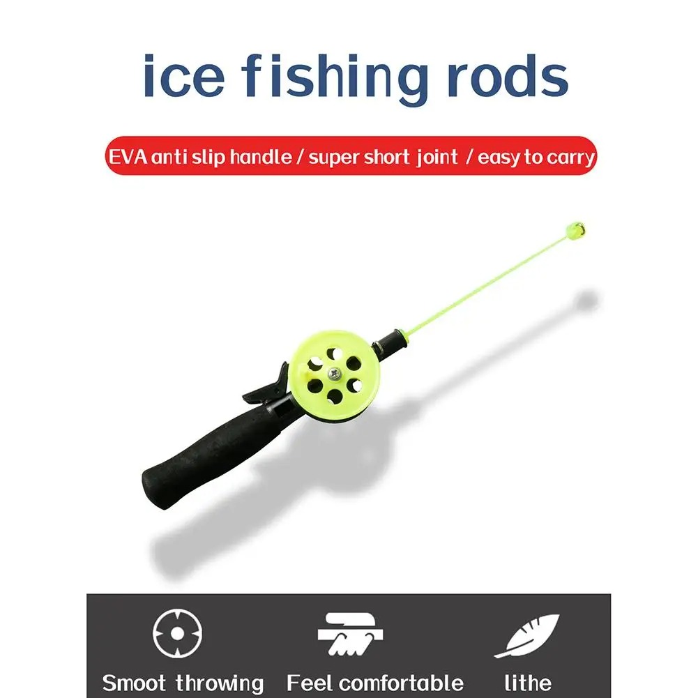 Children's Mini Ice Fishing Rod with Short White Stripes - Perfect for Young Anglers