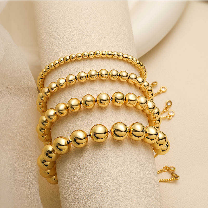 Adjustable Round Beads Pull Bracelet - Stylish String Bead Accessory