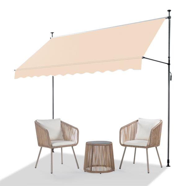 300x120x200-300 Cm Khaki Support Canopy - Durable Polyester Fabric & Aluminum-Iron Frame, Retractable Design - Image 5