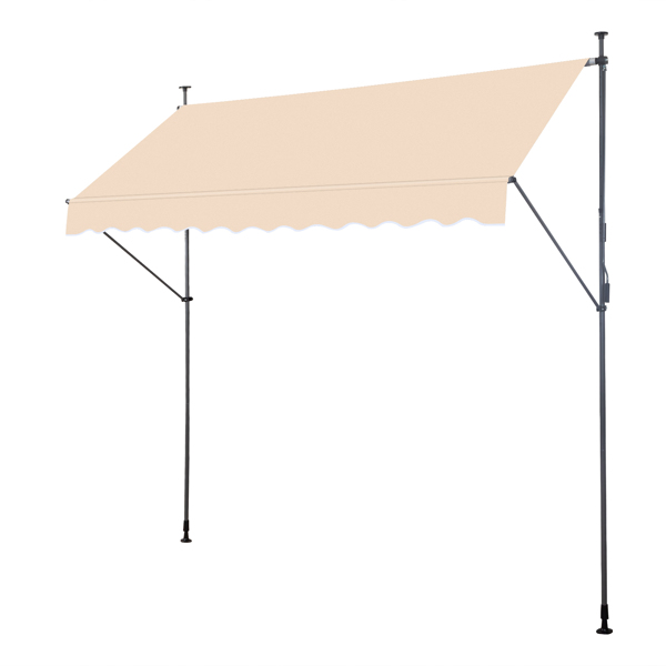 300x120x200-300 Cm Khaki Support Canopy - Durable Polyester Fabric & Aluminum-Iron Frame, Retractable Design - Image 6
