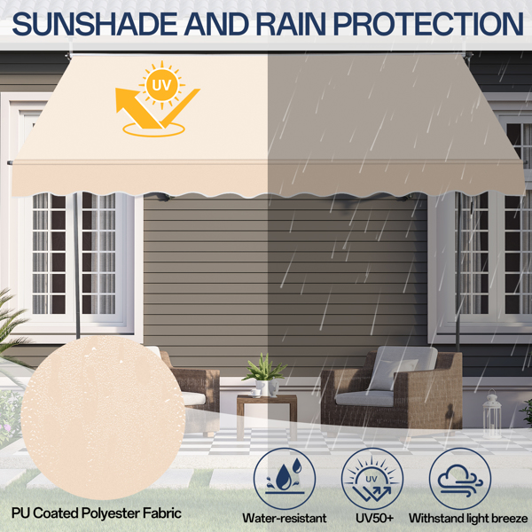 300x120x200-300 Cm Khaki Support Canopy - Durable Polyester Fabric & Aluminum-Iron Frame, Retractable Design - Image 11