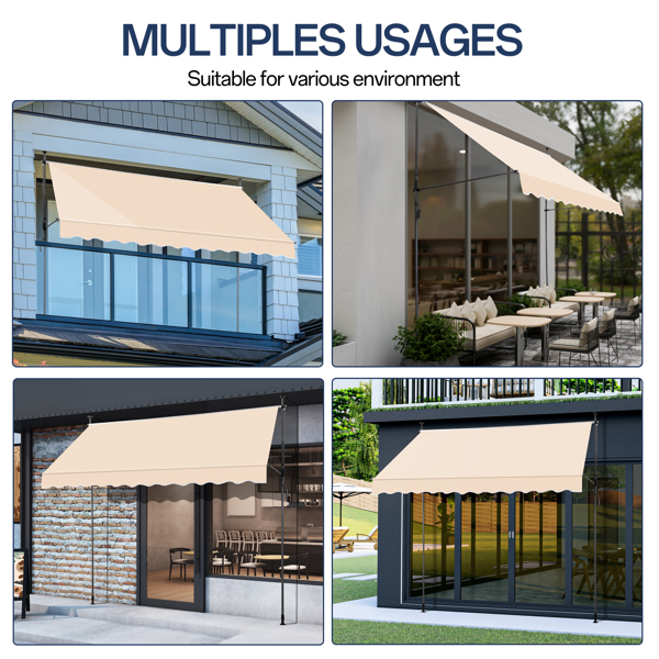 300x120x200-300 Cm Khaki Support Canopy - Durable Polyester Fabric & Aluminum-Iron Frame, Retractable Design - Image 12