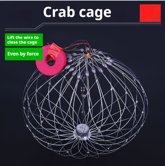 Automatic Opening and Closing Steel Wire Fishing Crab Net - Blue Crab Portunid Tool - Image 7