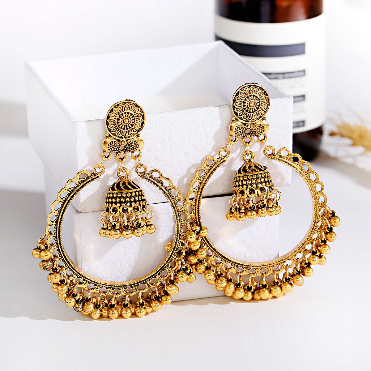 Bohemian Retro Ethnic Earrings - Bold Exaggerated Bell Design - Image 2