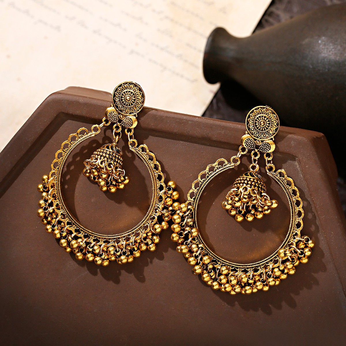 Bohemian Retro Ethnic Earrings - Bold Exaggerated Bell Design - Image 3