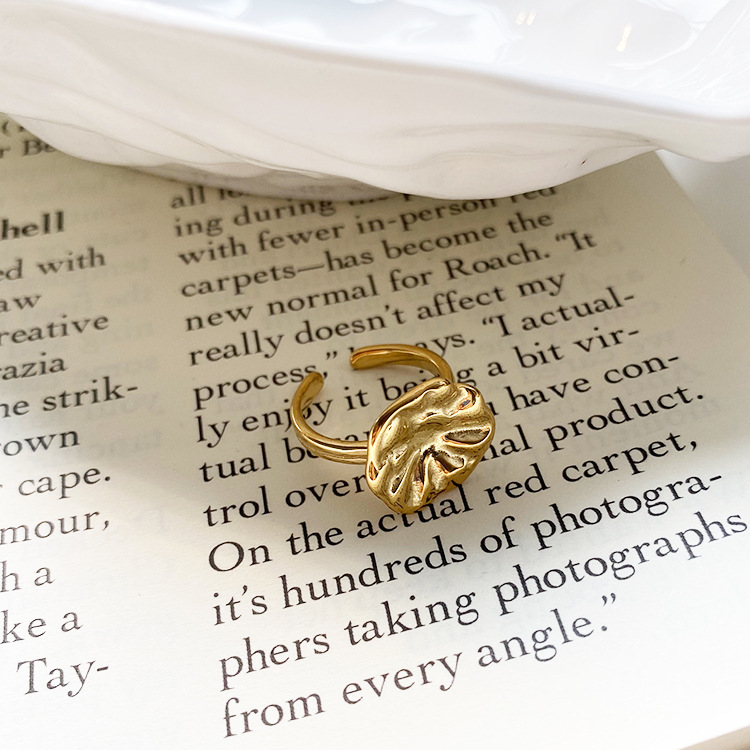 Women's Retro Titanium Steel Ring with Open Design - Light Luxury Style