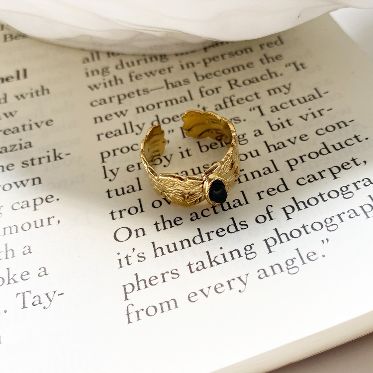 Women's Retro Titanium Steel Ring with Open Design - Light Luxury Style - Image 3