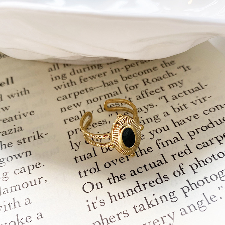 Women's Retro Titanium Steel Ring with Open Design - Light Luxury Style - Image 4