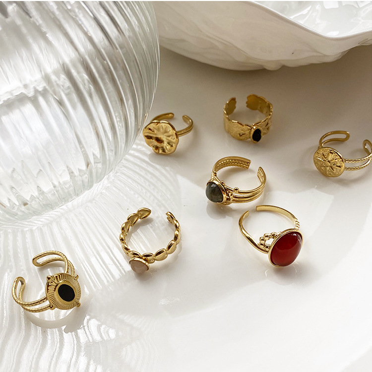 Women's Retro Titanium Steel Ring with Open Design - Light Luxury Style - Image 5