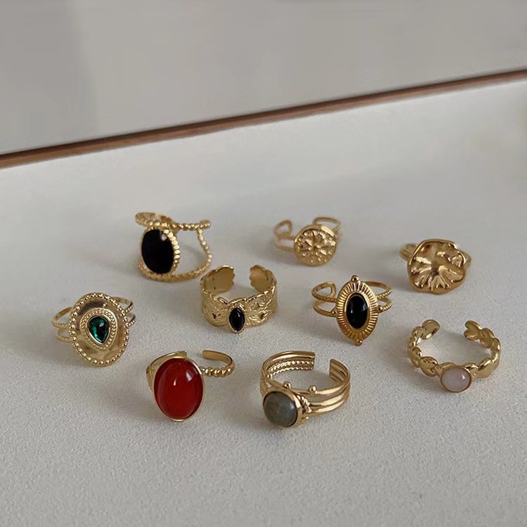 Women's Retro Titanium Steel Ring with Open Design - Light Luxury Style - Image 6