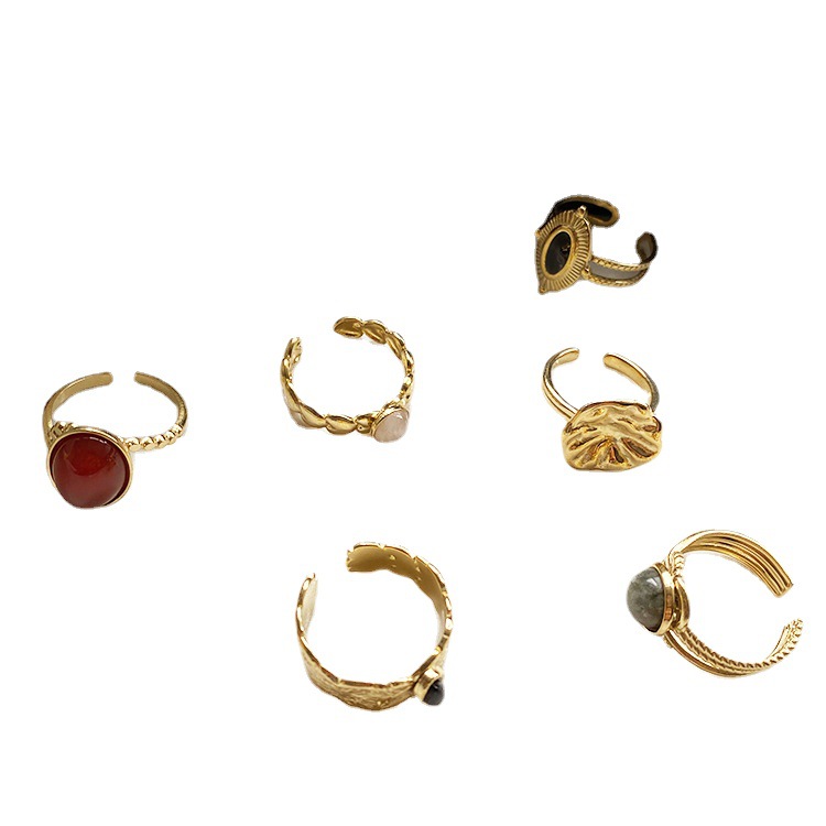 Women's Retro Titanium Steel Ring with Open Design - Light Luxury Style - Image 9