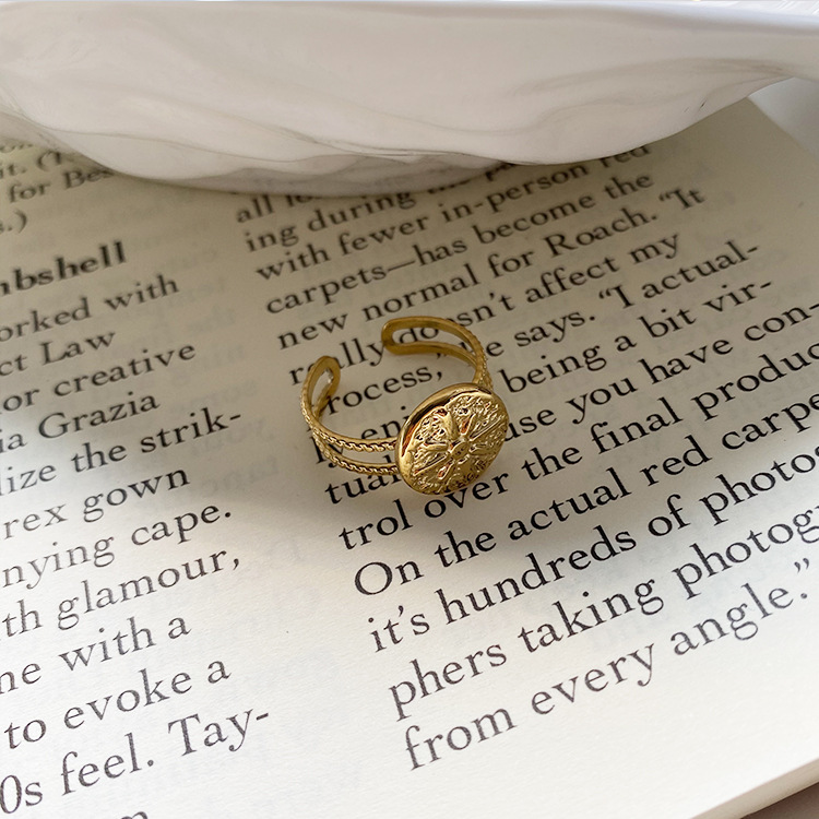 Women's Retro Titanium Steel Ring with Open Design - Light Luxury Style - Image 11