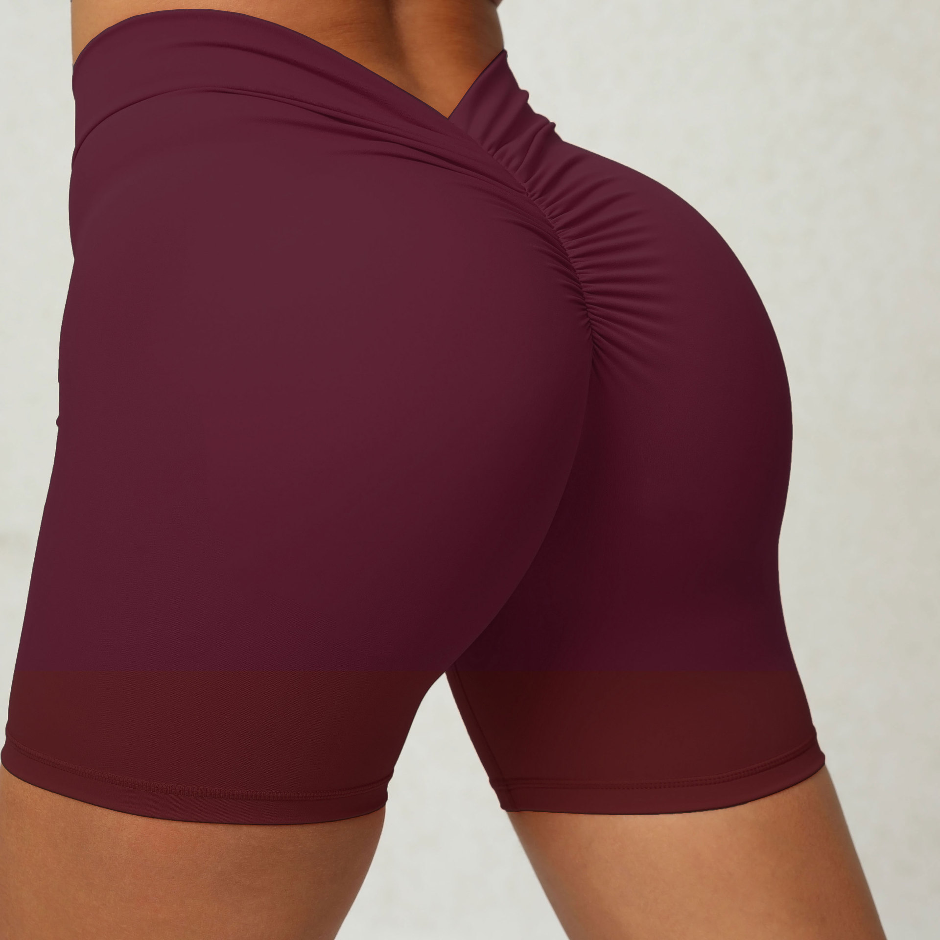 Back Waist Deep V-Shaped Wrinkle-Resistant Tight Yoga Shorts for Optimal Comfort - Image 16