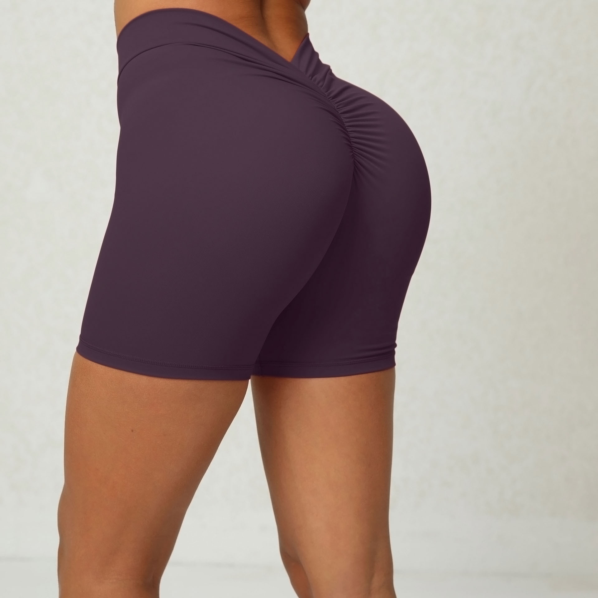 Back Waist Deep V-Shaped Wrinkle-Resistant Tight Yoga Shorts for Optimal Comfort - Image 35