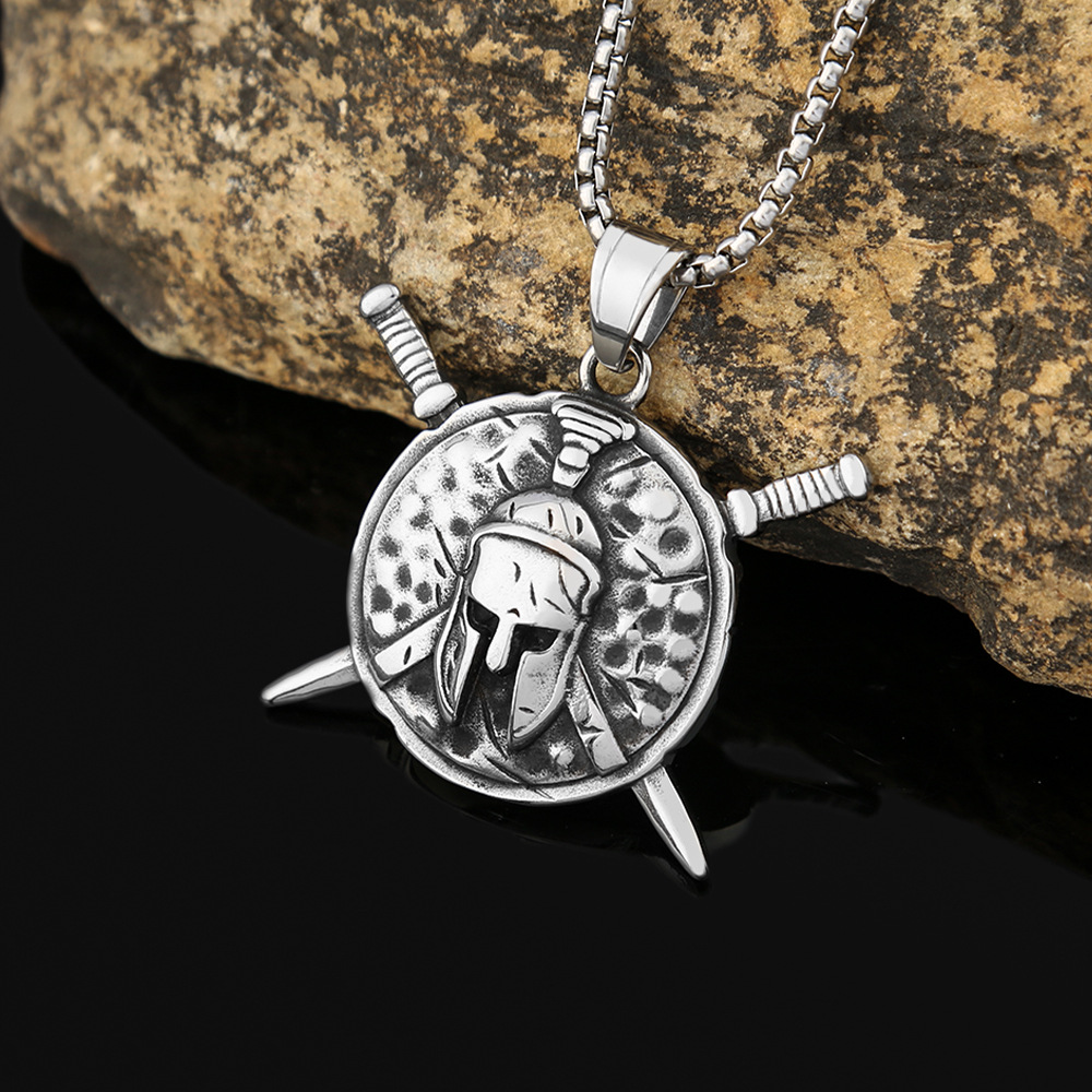 Vintage Double Sword Embossed Single-Sided Pendant - Unique Jewelry Piece - Image 11