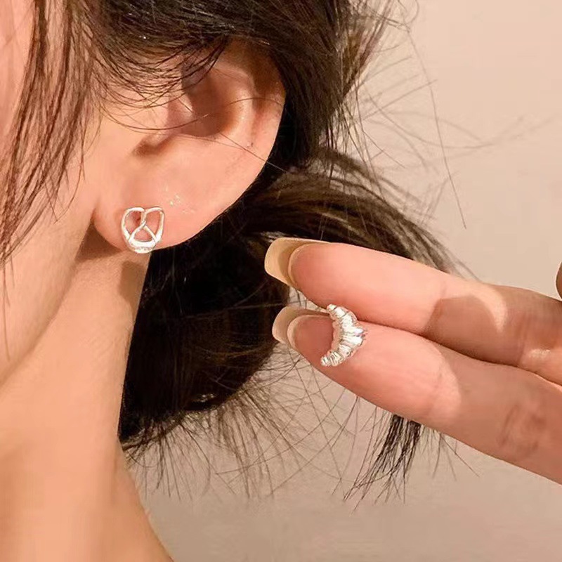 Stylish Design Alkaline Water Croissant AB Stud Earrings for Trendy Fashion