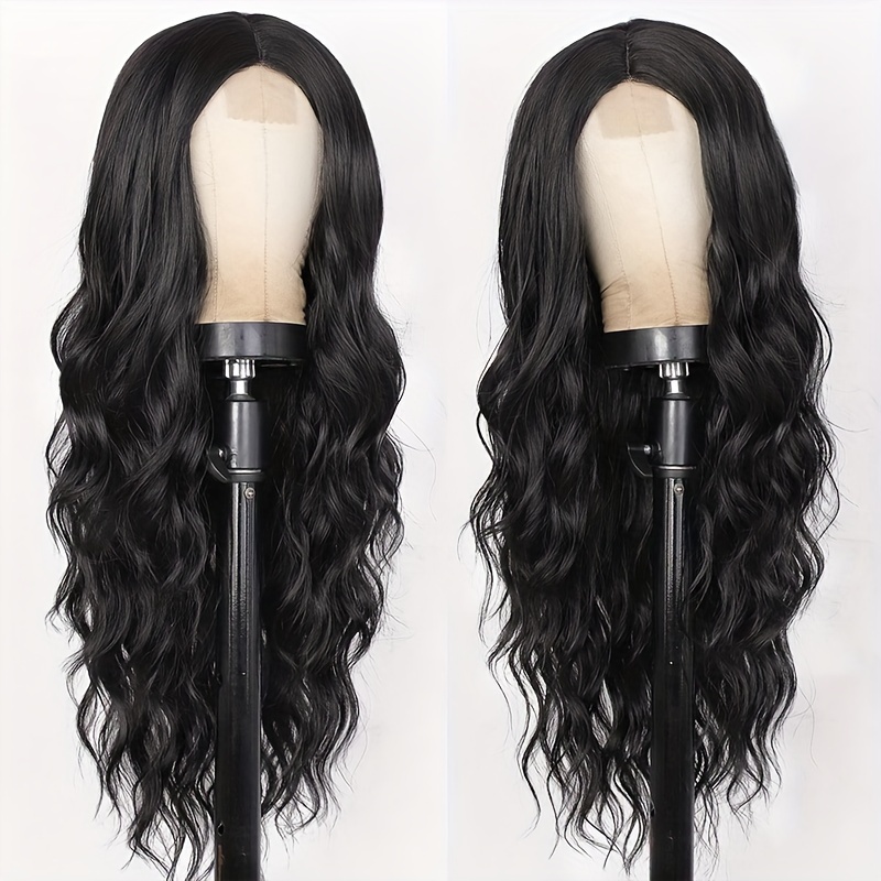 26 Inch Women's Black Long Wave Non-Toxic Synthetic Wig, Heat-Resistant Small Lace Natural Hairpiece for All Occasions - Image 3