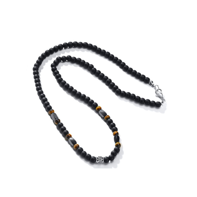 Volcanic Rock Black Matte Necklace for Men - Ethnic Style Accessory - Image 2