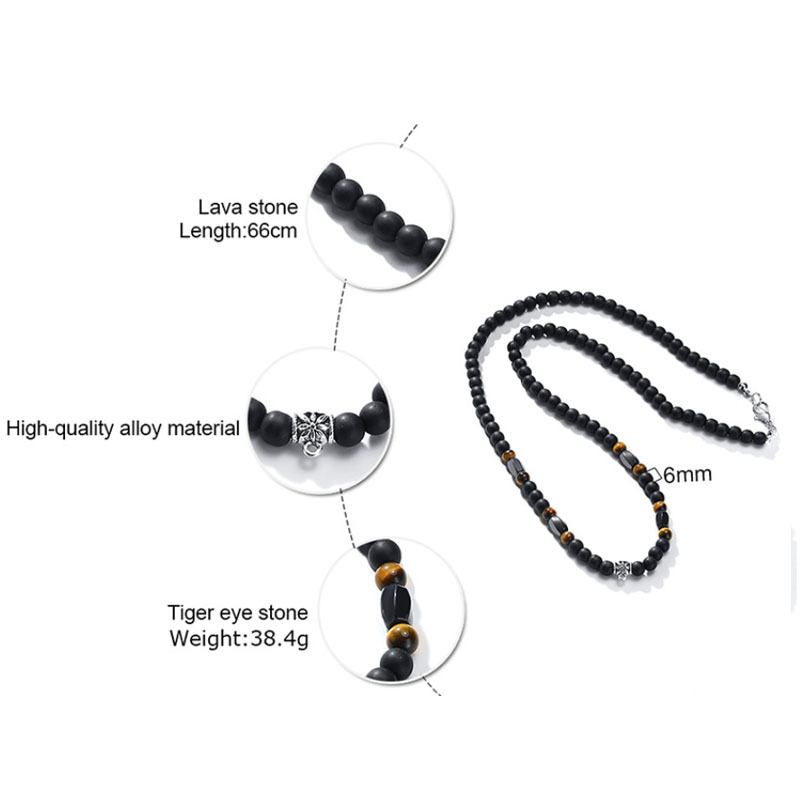 Volcanic Rock Black Matte Necklace for Men - Ethnic Style Accessory - Image 4