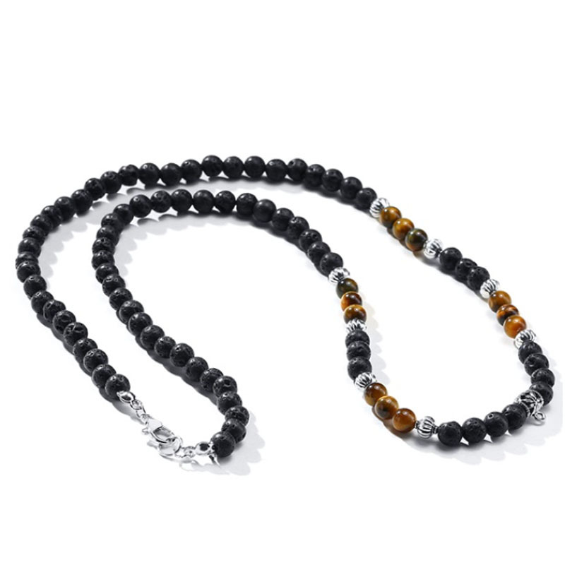 Volcanic Rock Black Matte Necklace for Men - Ethnic Style Accessory - Image 6