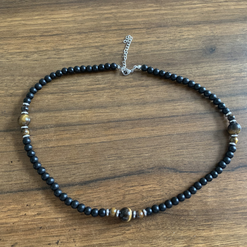 Volcanic Rock Black Matte Necklace for Men - Ethnic Style Accessory - Image 8