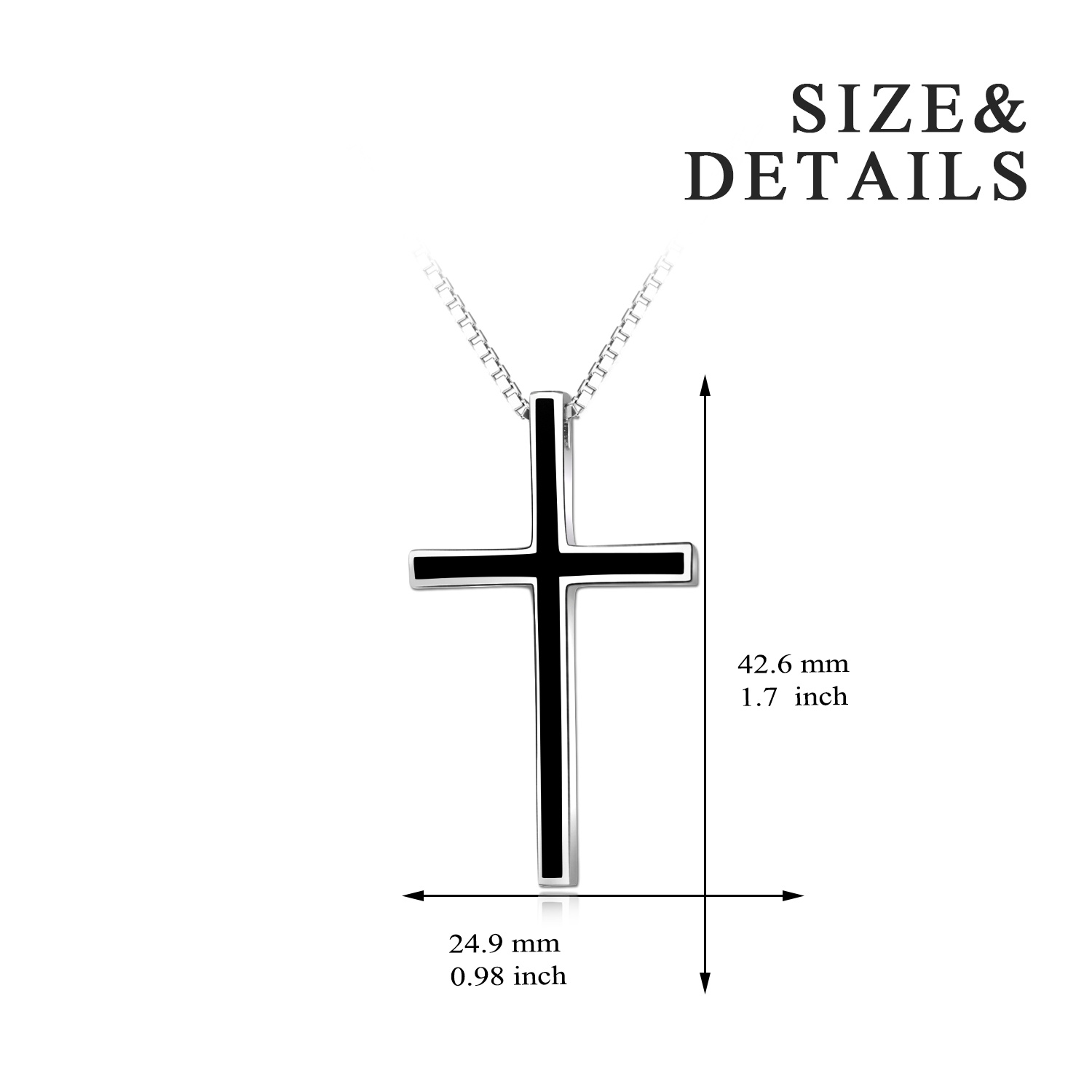 Men's Black Cross Pendant Necklace - Classic 925 Sterling Silver Jewelry - Image 5