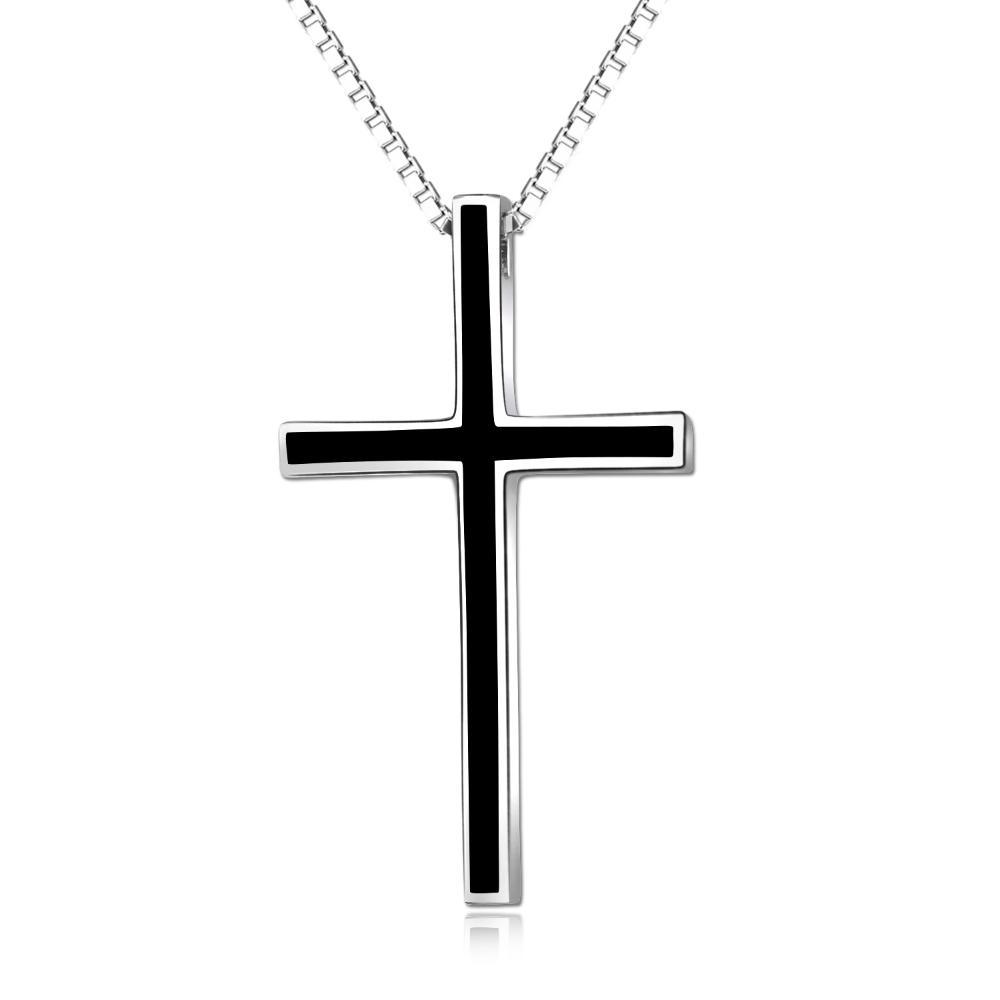 Men's Black Cross Pendant Necklace - Classic 925 Sterling Silver Jewelry - Image 7