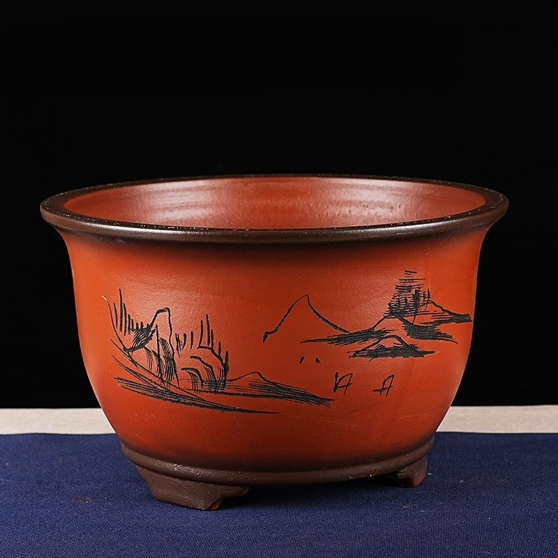 Elegant Ceramic Zisha Orchid Bonsai Flower Pot with Tray – Perfect for Home Decor - Image 3