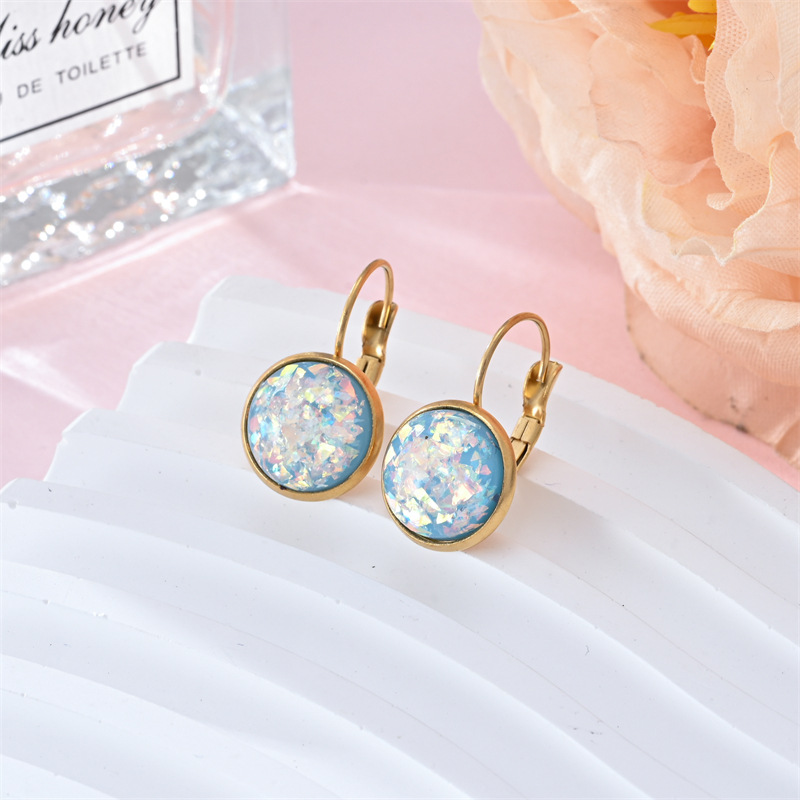 Trendy Sequin Rhinestone Earrings - Stylish Stainless Steel Jewelry for Women - Image 2